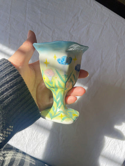 Hand-Painted Calla Lily Ceramic Goblet