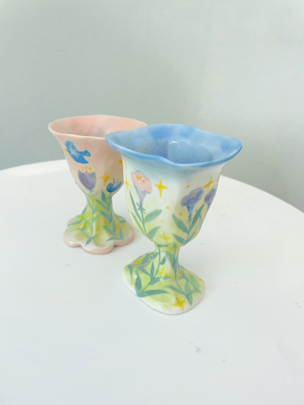 Hand-Painted Calla Lily Ceramic Goblet