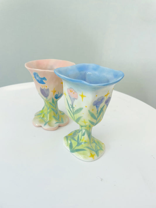 Hand-Painted Calla Lily Ceramic Goblet