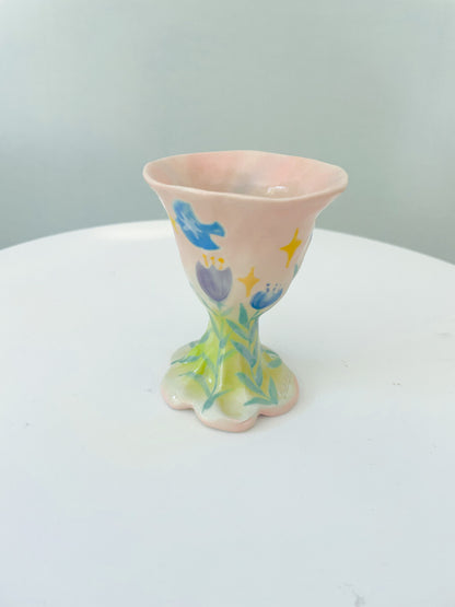 Hand-Painted Calla Lily Ceramic Goblet