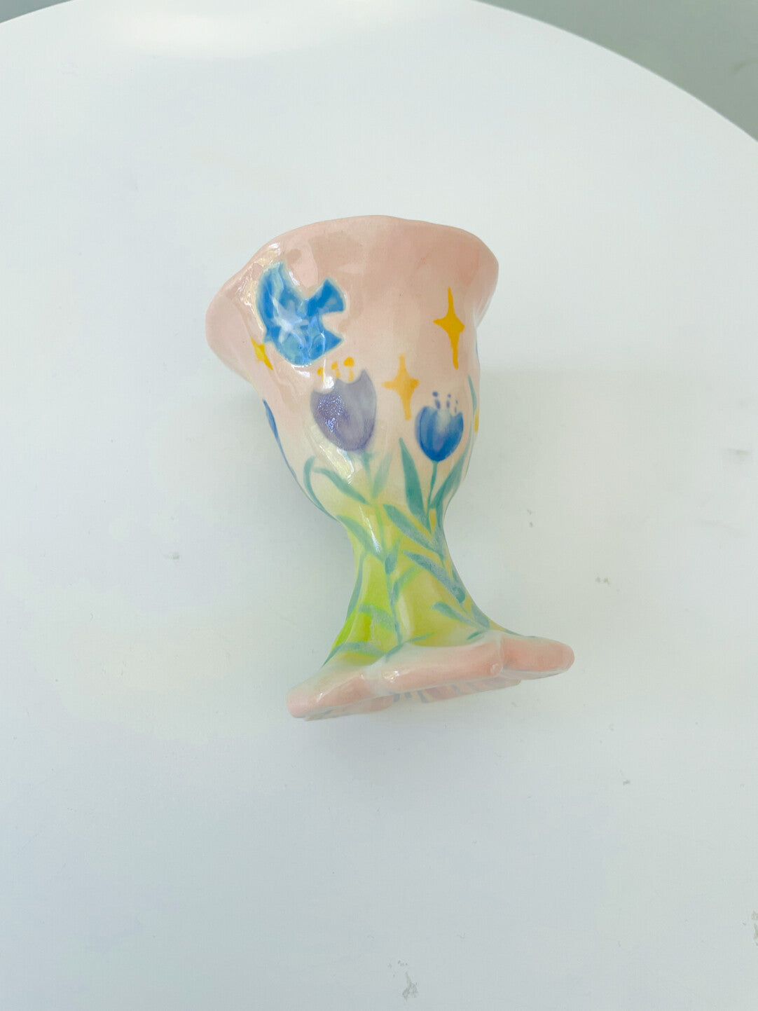 Hand-Painted Calla Lily Ceramic Goblet