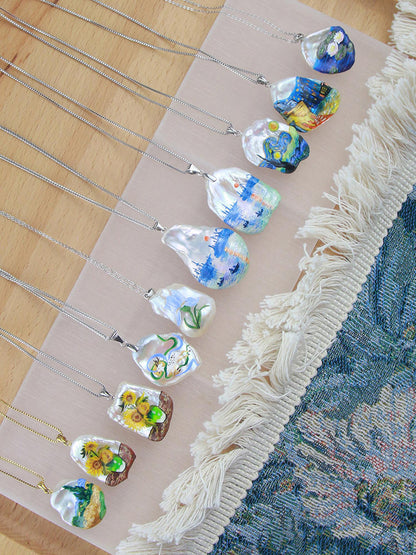 Hand Painted Baroque Pearl Necklace