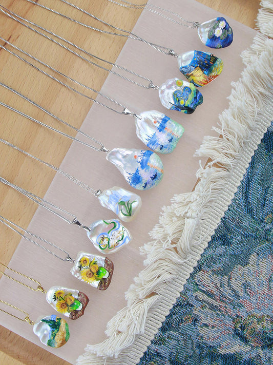 Hand Painted Baroque Pearl Necklace