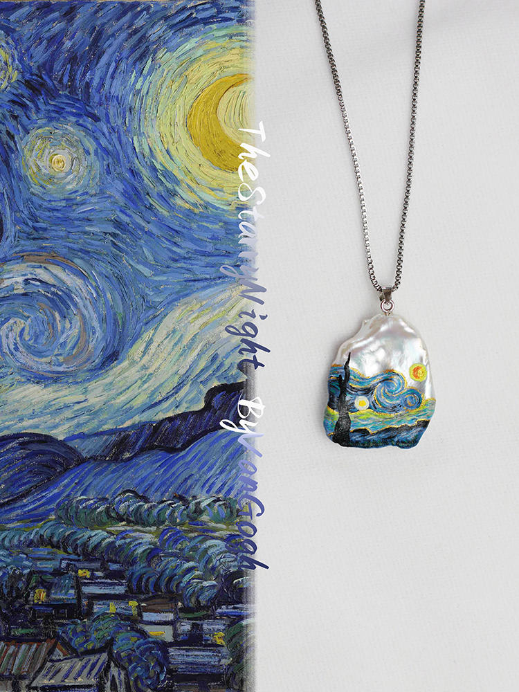 Hand Painted Baroque Pearl Necklace