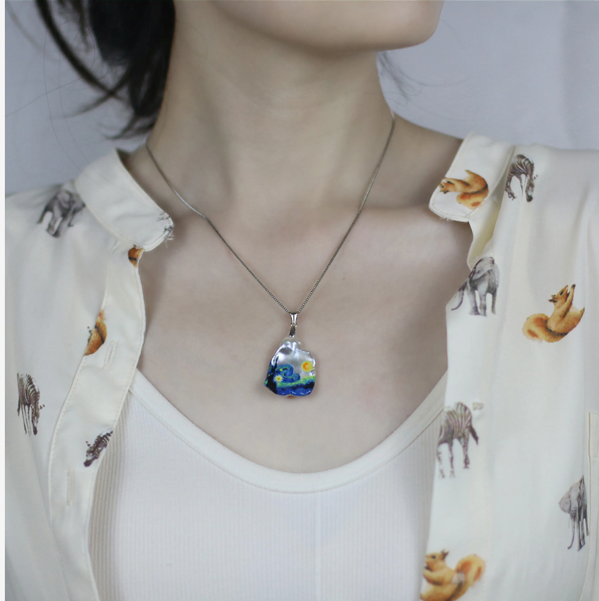 Hand Painted Baroque Pearl Necklace