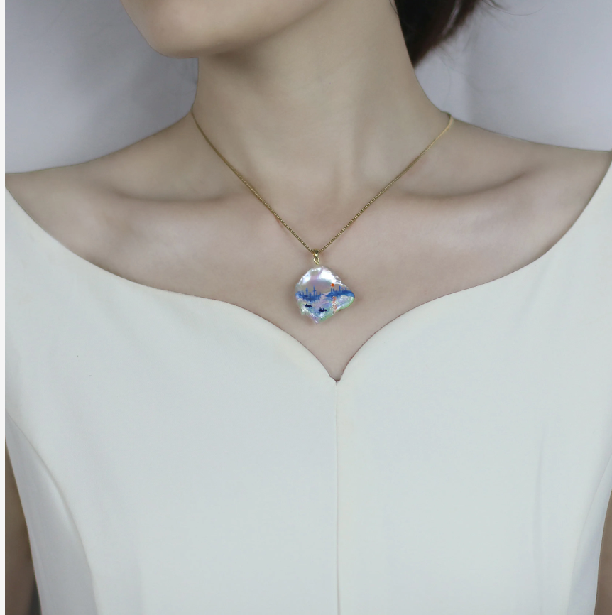 Hand Painted Baroque Pearl Necklace