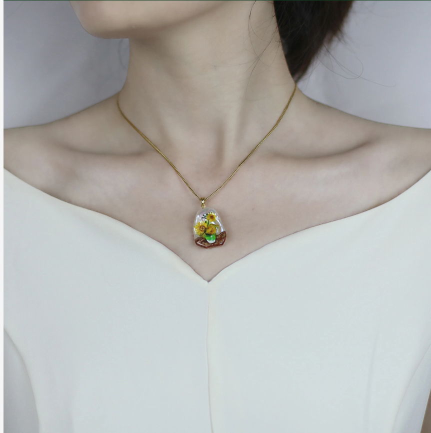 Hand Painted Baroque Pearl Necklace
