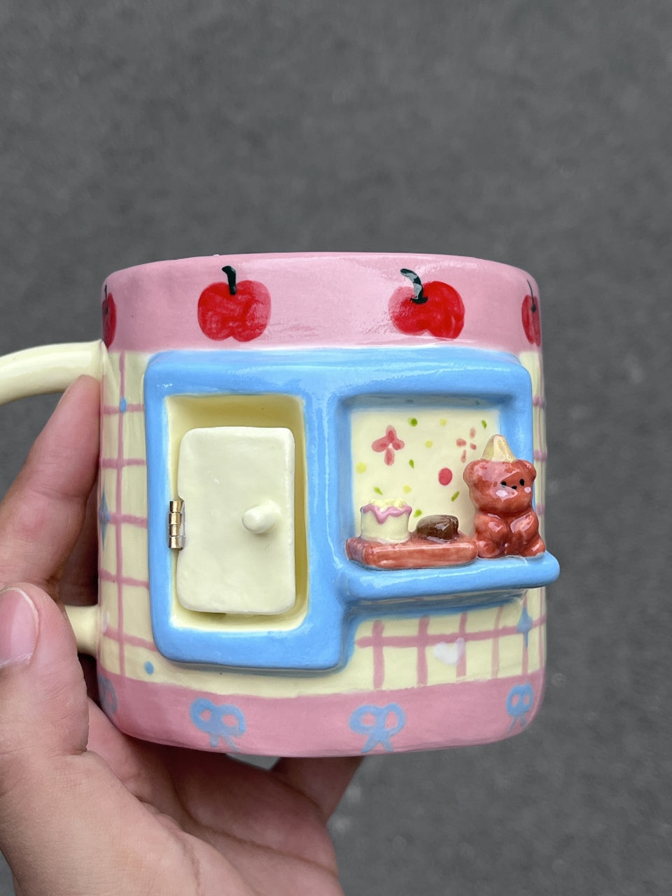 Handmade Apple Bear Ceramic Cup