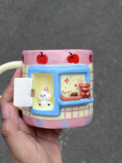 Handmade Apple Bear Ceramic Cup