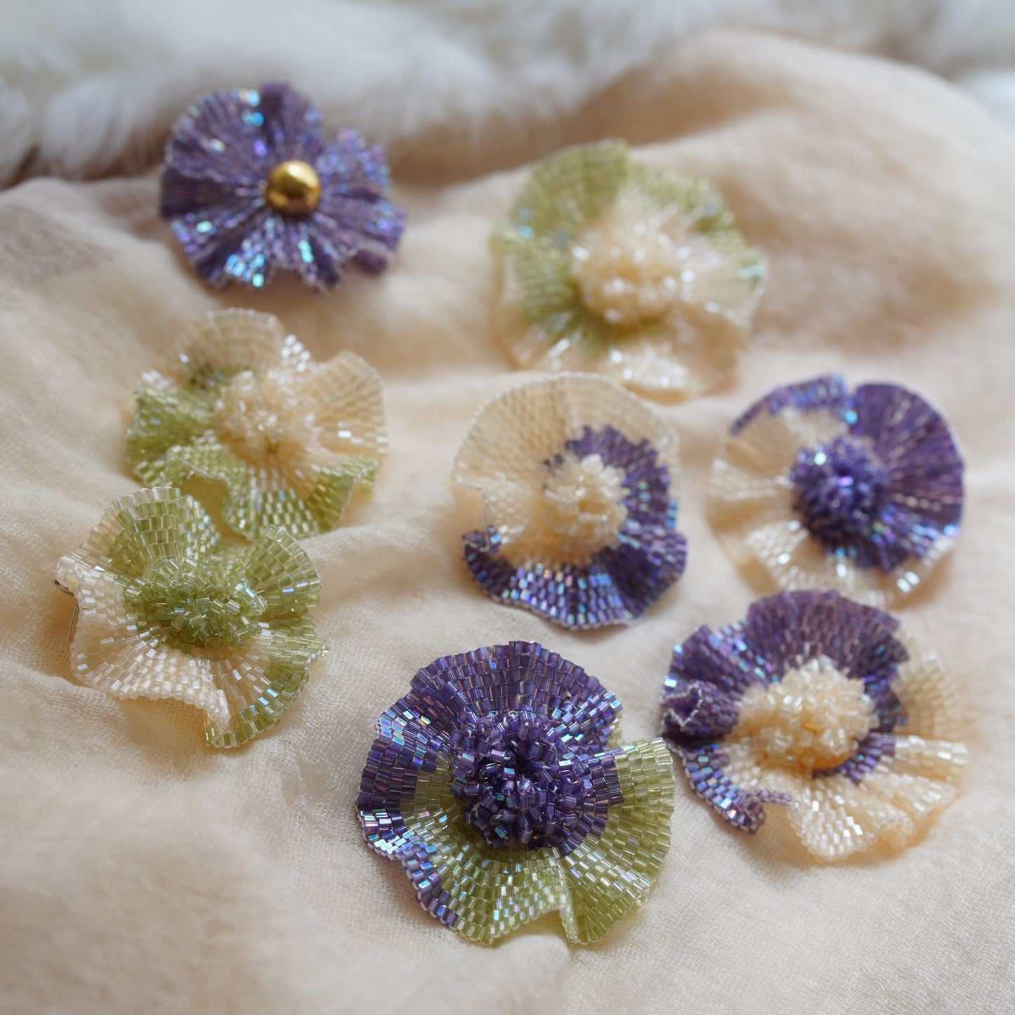 Handmade Beaded FLower Earrings