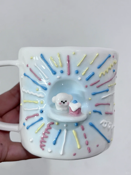 Handmade Birthday Puppy Ceramic Cup