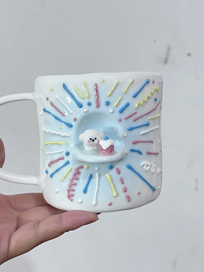 Handmade Birthday Puppy Ceramic Cup