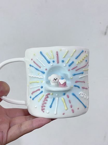 Handmade Birthday Puppy Ceramic Cup