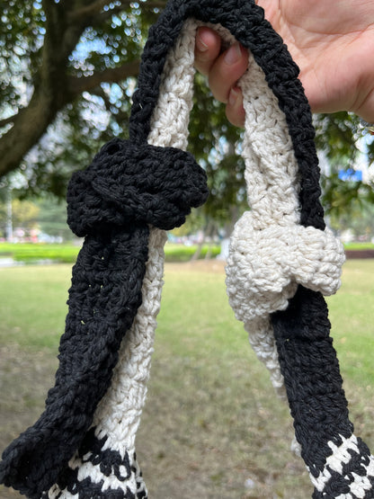 Handmade Black White Crochet Shoulder Bag