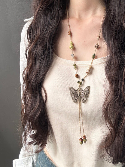 Handmade Butterfly Ceramic Beaded Necklace