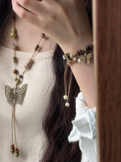 Handmade Butterfly Ceramic Beaded Necklace