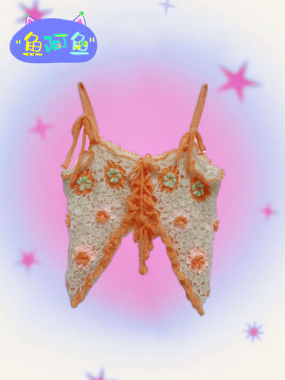 Handmade Butterfly Flower Crochet Top