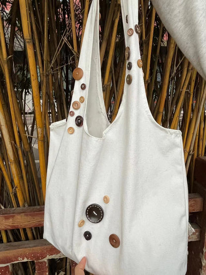 Handmade Buttons Decor Shoulder Bag
