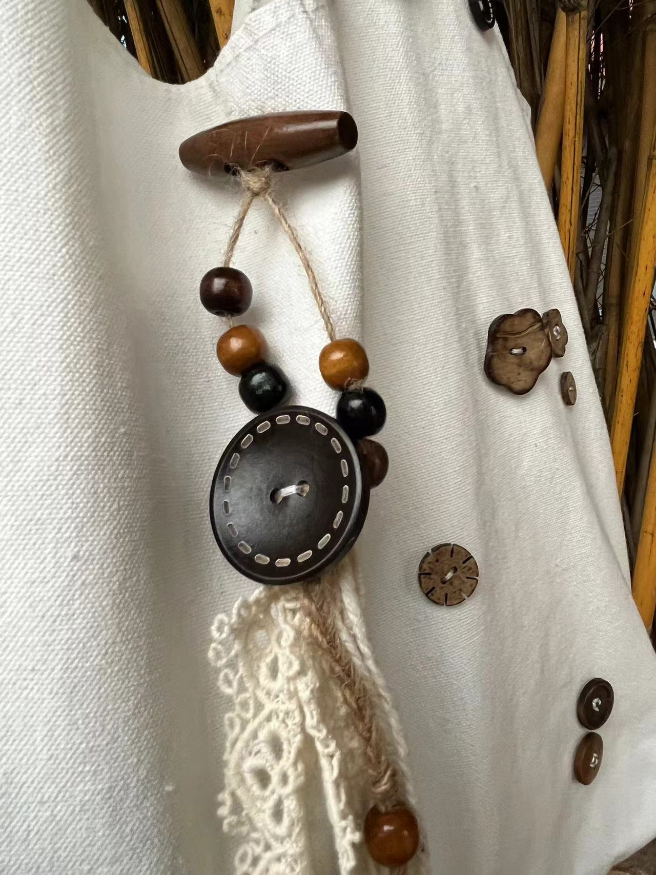 Handmade Buttons Decor Shoulder Bag