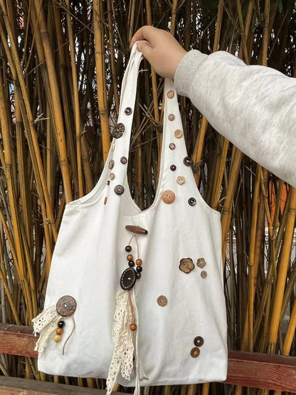 Handmade Buttons Decor Shoulder Bag