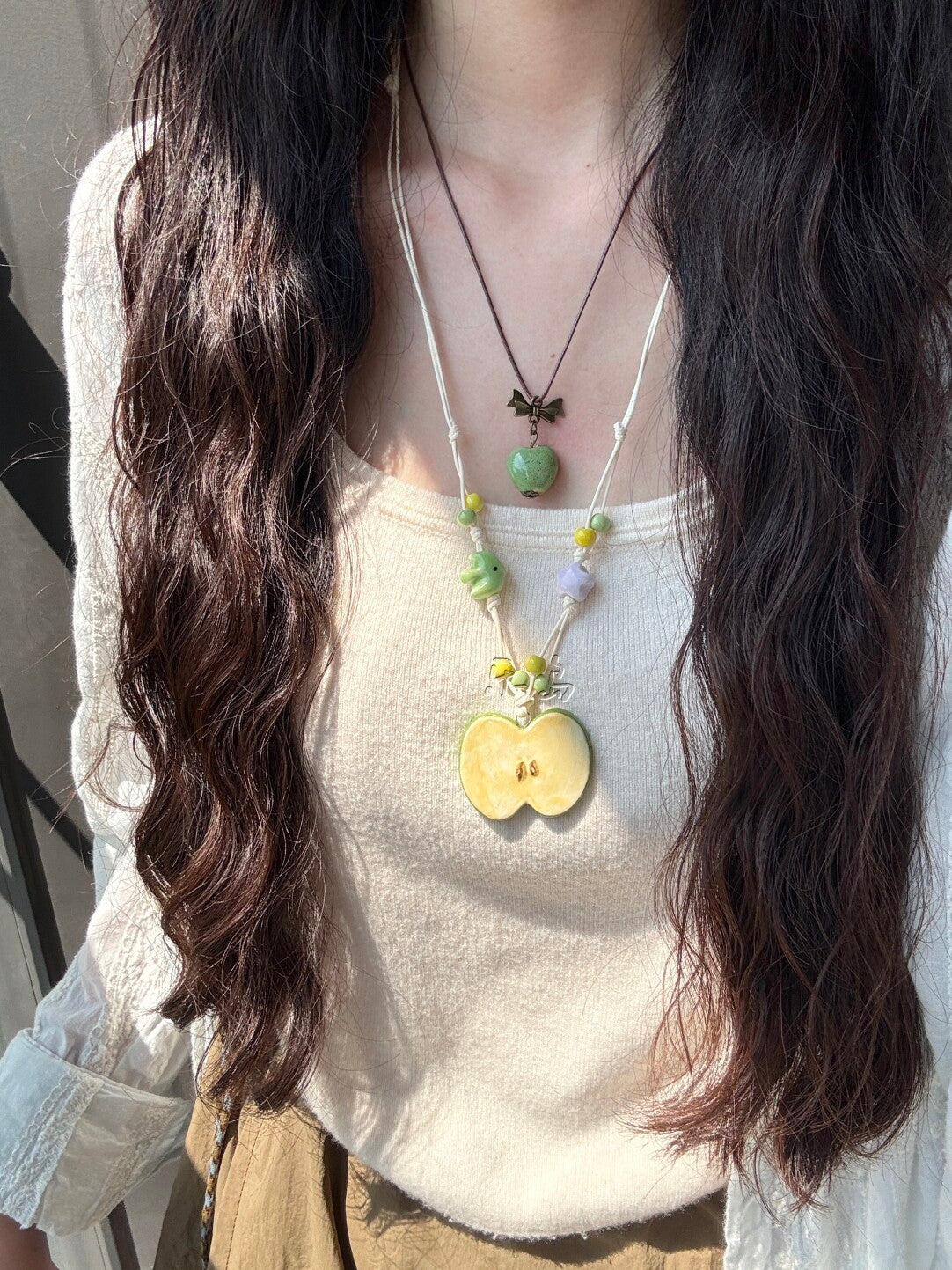 Handmade Ceramic Apple Necklace