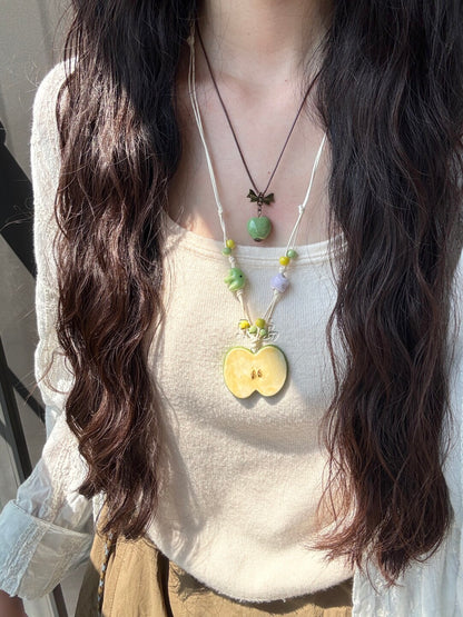 Handmade Ceramic Apple Necklace