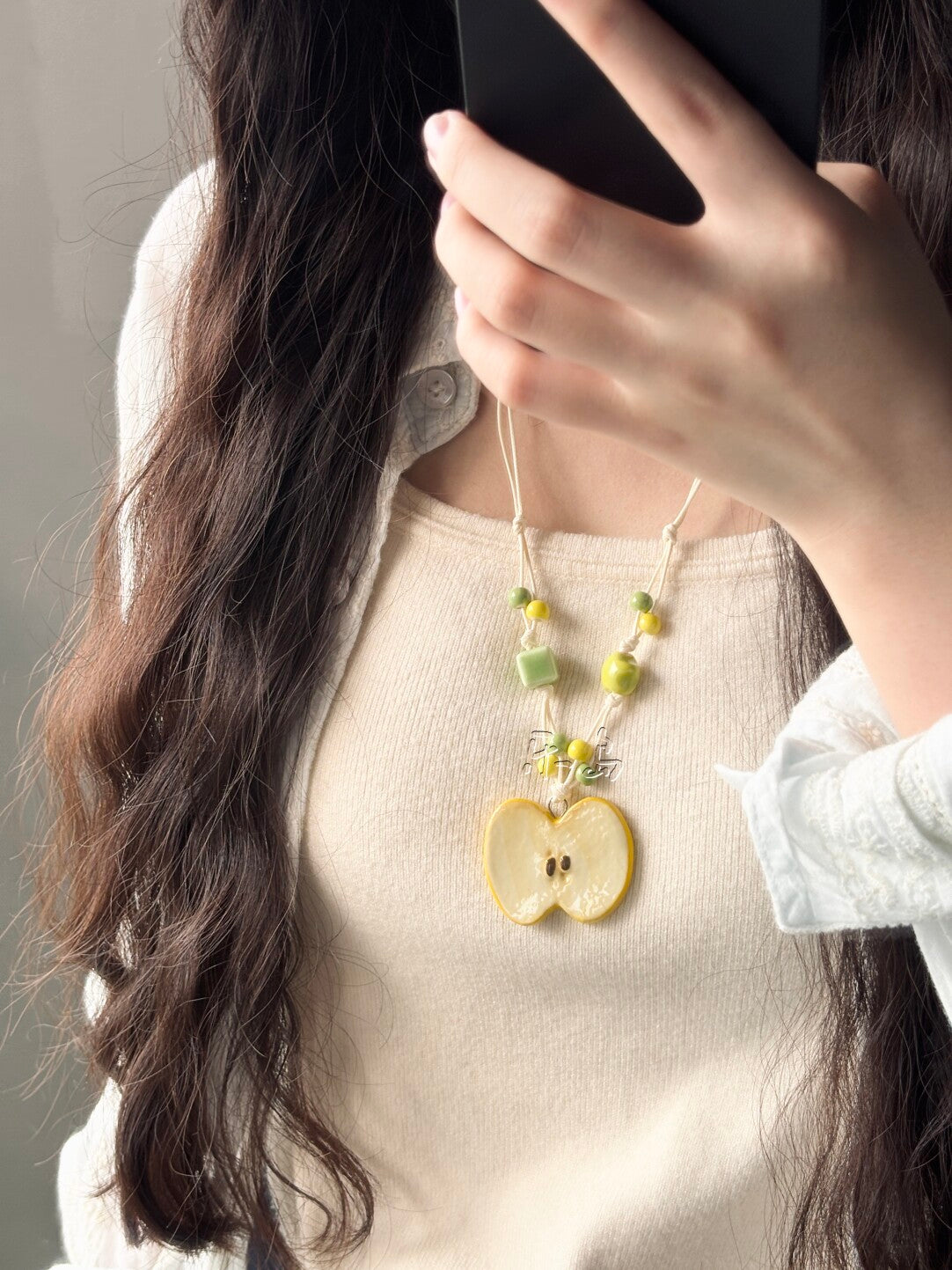 Handmade Ceramic Apple Necklace