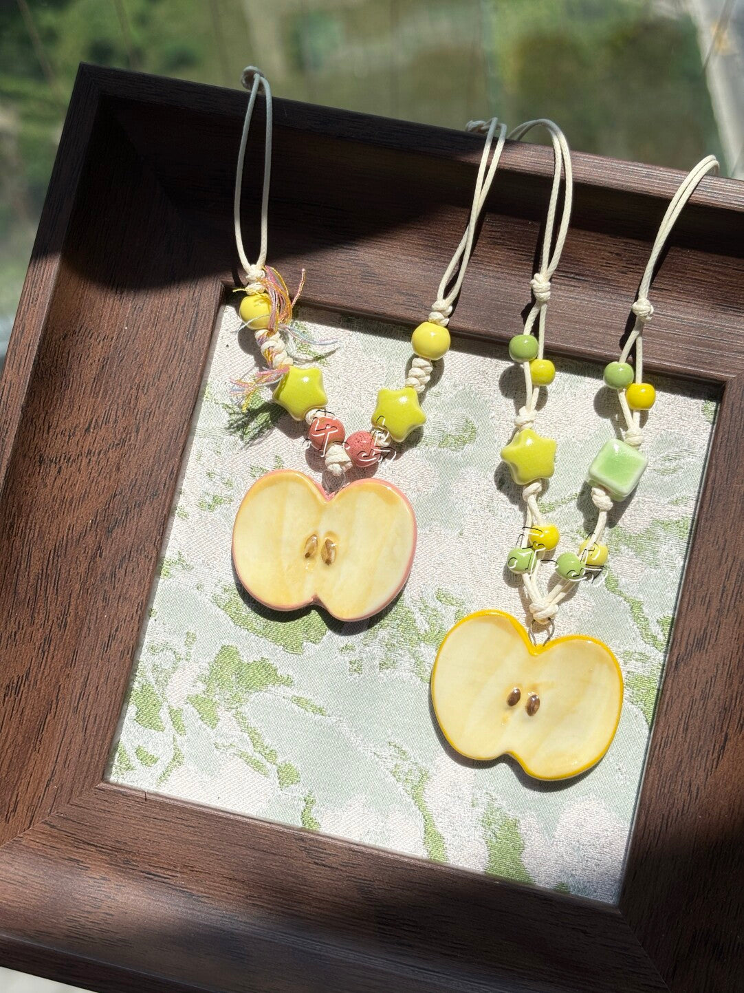Handmade Ceramic Apple Necklace