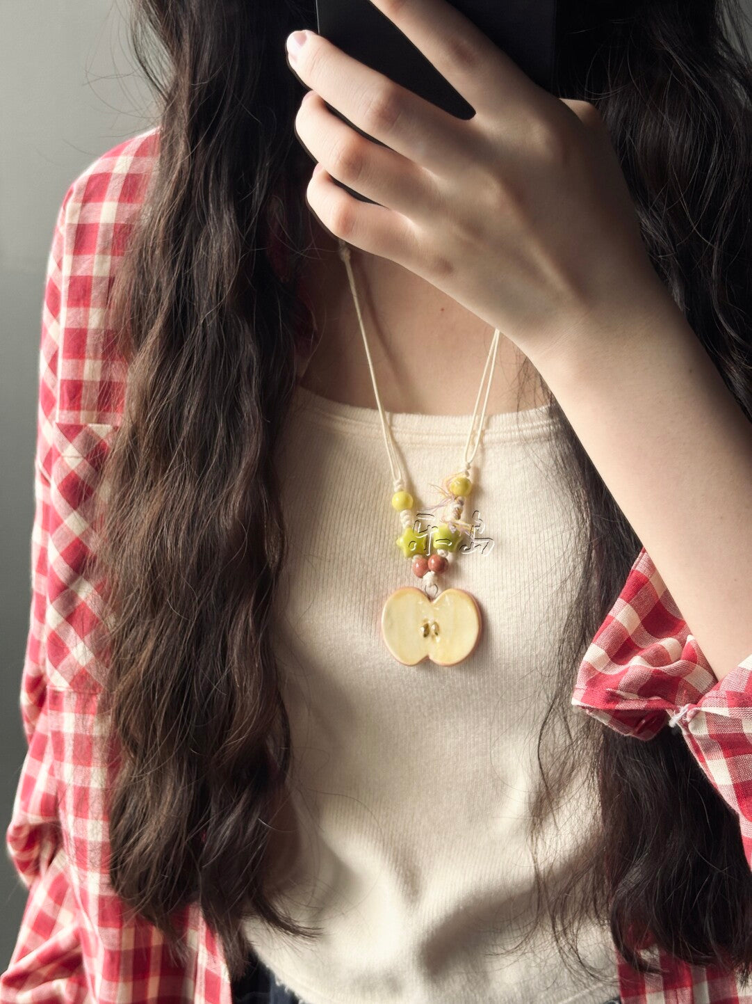 Handmade Ceramic Apple Necklace