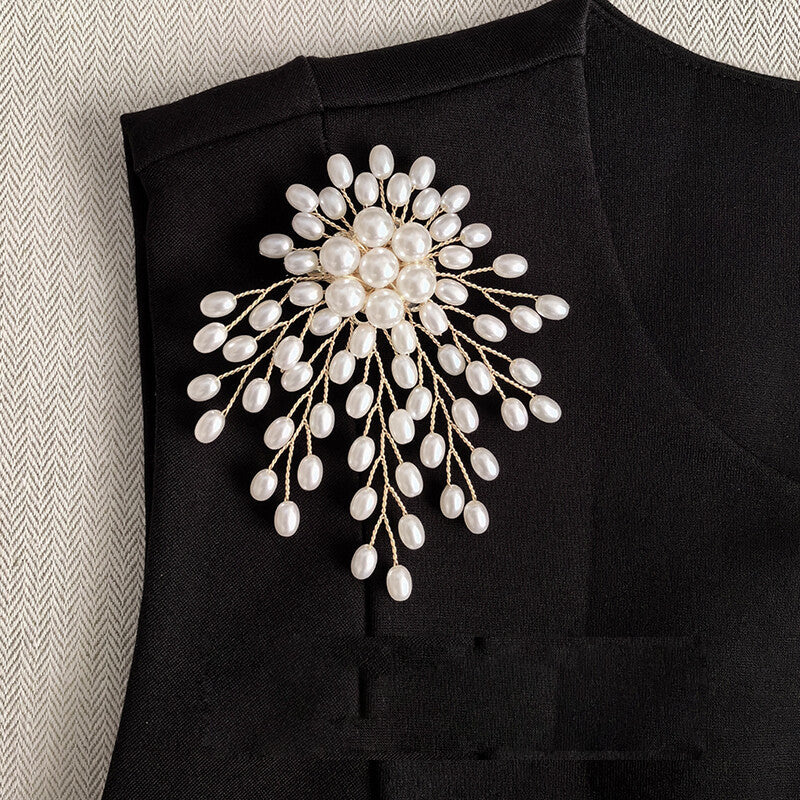 Handmade Copper Wire Beaded Flower Brooch