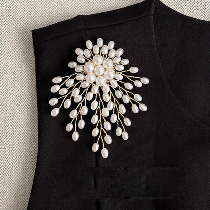 Handmade Copper Wire Beaded Flower Brooch