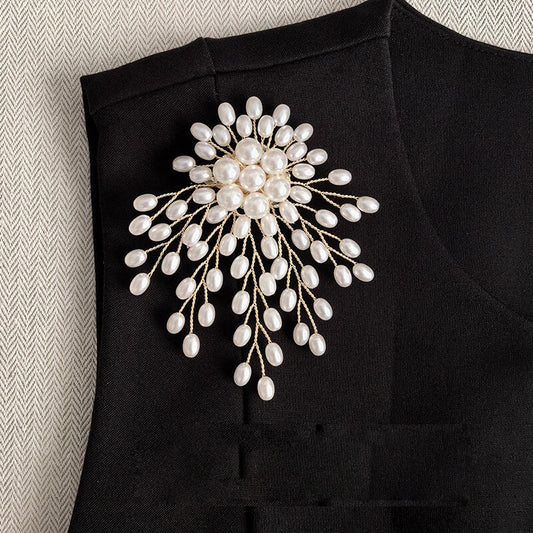 Handmade Copper Wire Beaded Flower Brooch