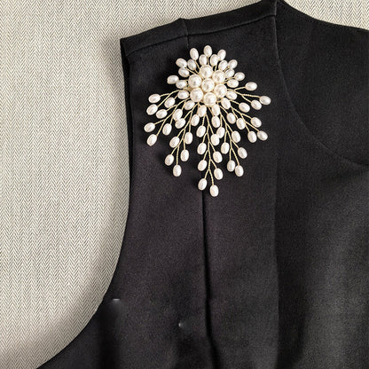 Handmade Copper Wire Beaded Flower Brooch