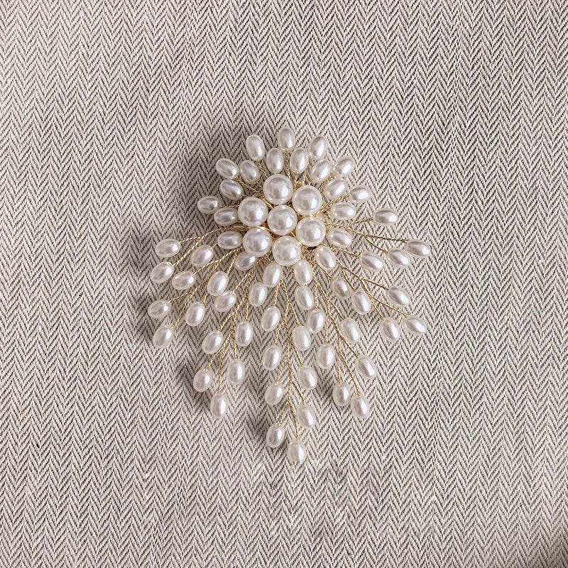 Handmade Copper Wire Beaded Flower Brooch