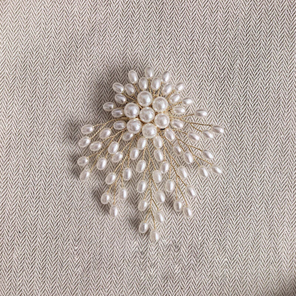 Handmade Copper Wire Beaded Flower Brooch