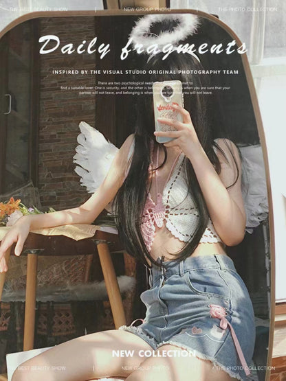 Handmade Crochet Butterfly Crop Top