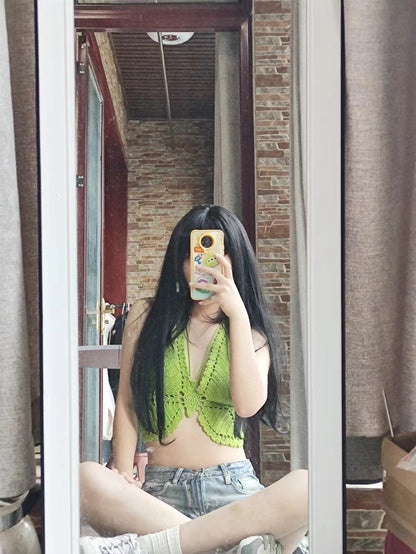 Handmade Crochet Butterfly Crop Top