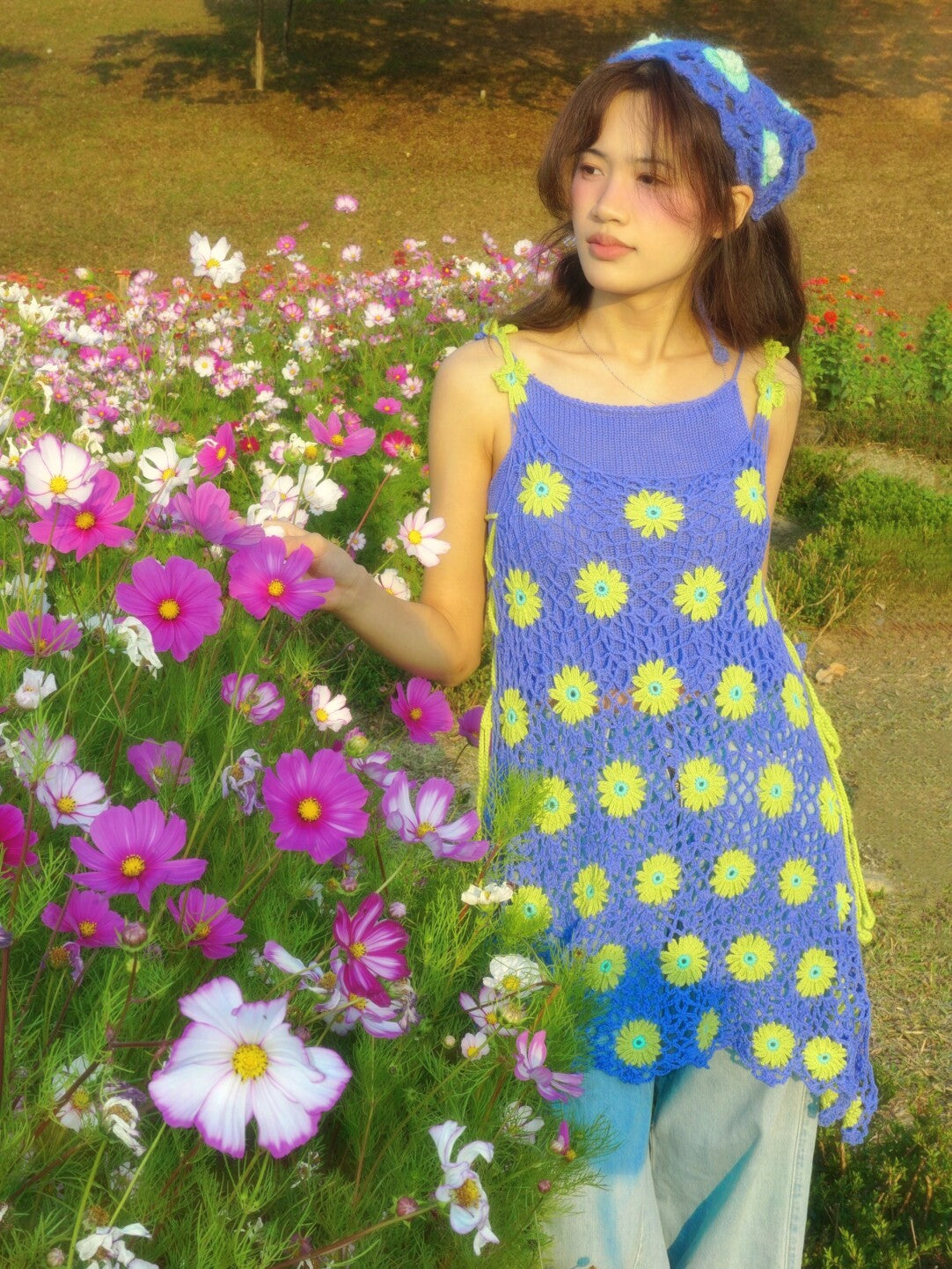 Handmade Crochet Floral Cami Dress