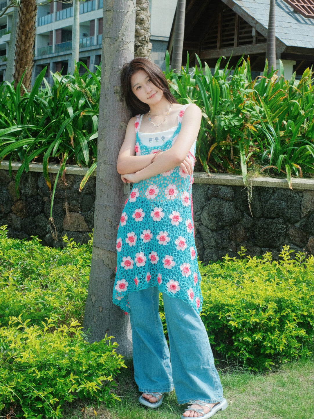 Handmade Crochet Floral Cami Dress