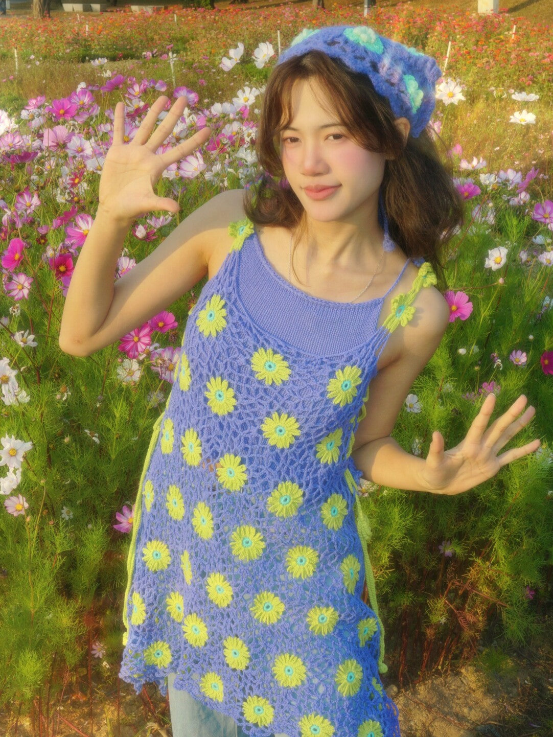 Handmade Crochet Floral Cami Dress