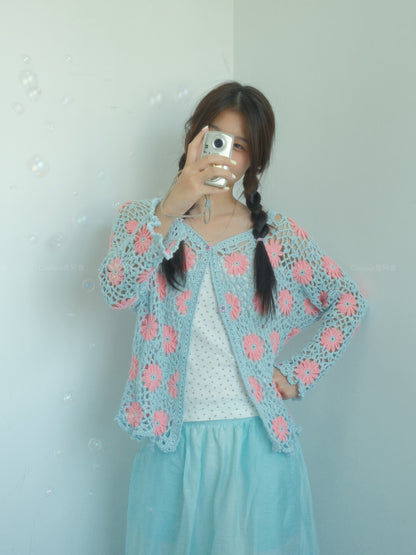 Handmade Crochet Floral Cardigan