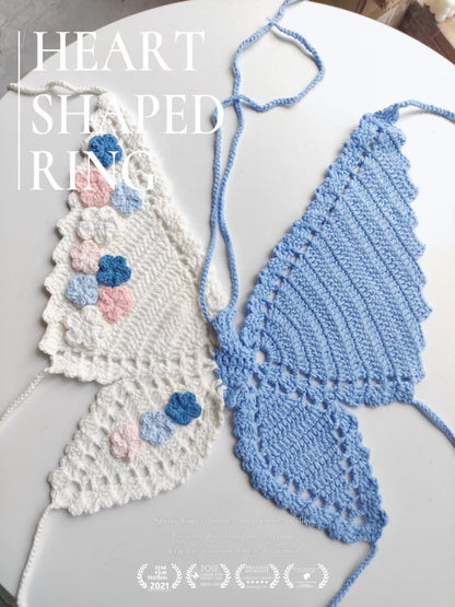 Handmade Crochet Flower Butterfly Crop Top