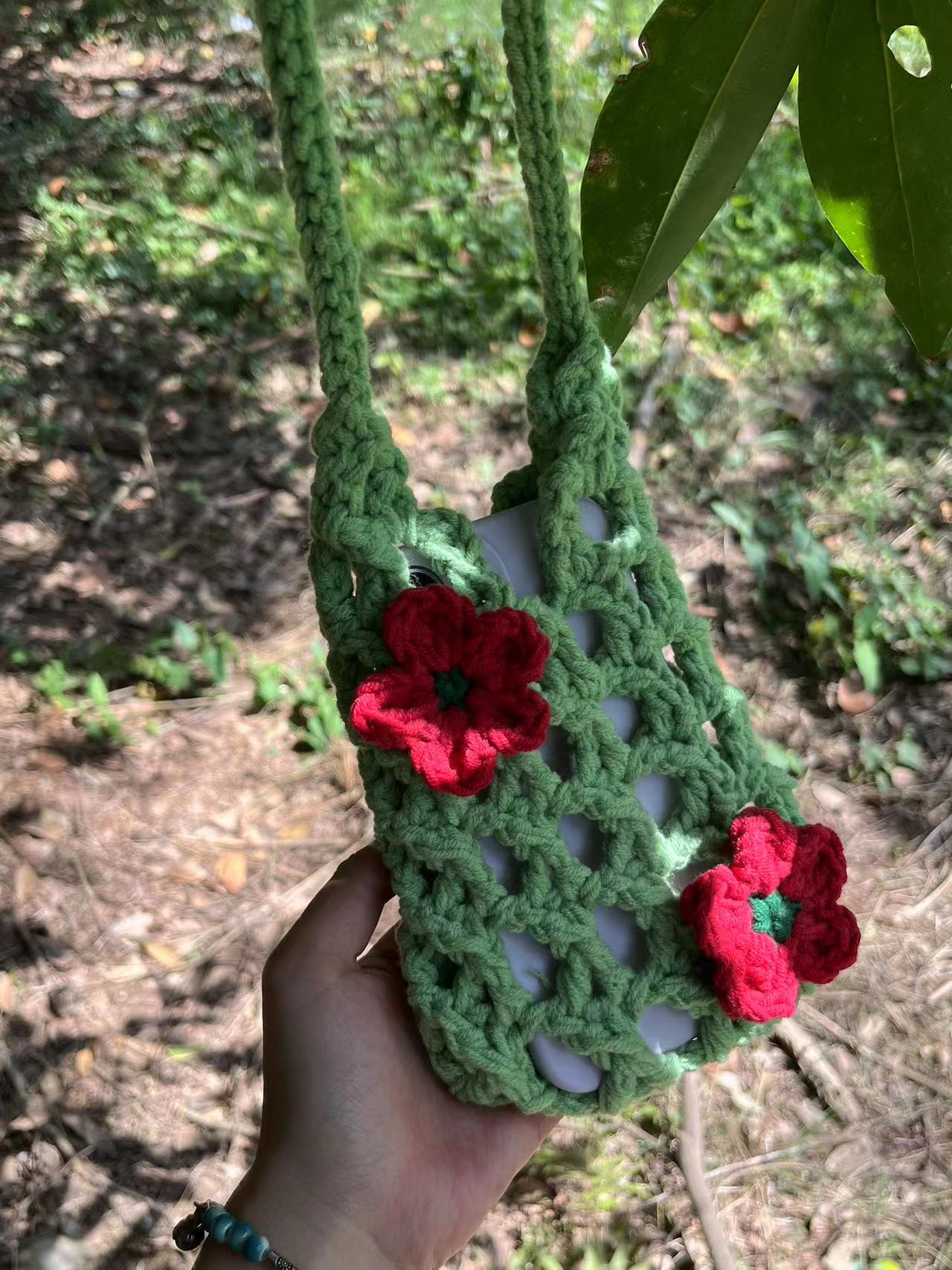 Handmade Crochet Flower Crossbody Phone Bag