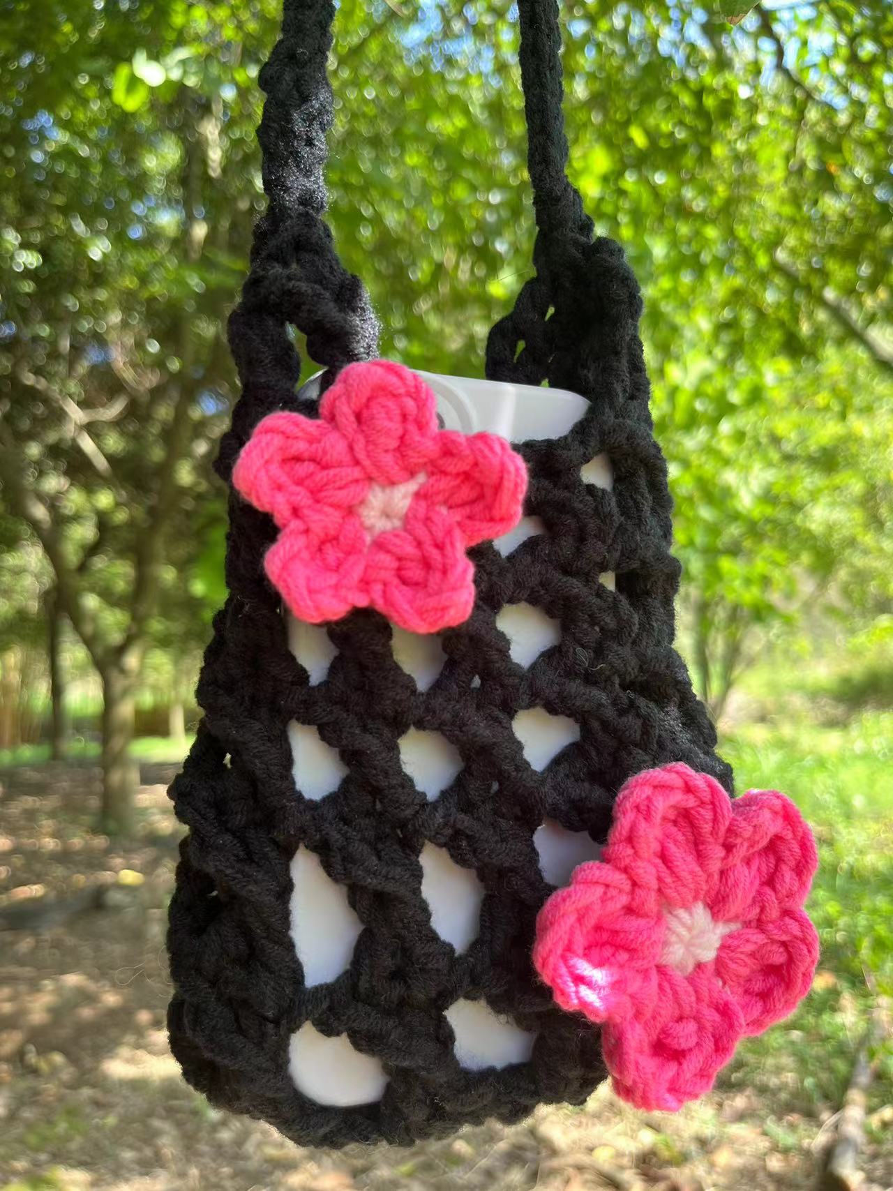 Handmade Crochet Flower Crossbody Phone Bag