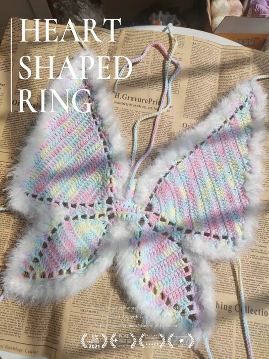 Handmade Crochet Furry Butterfly Crop Top