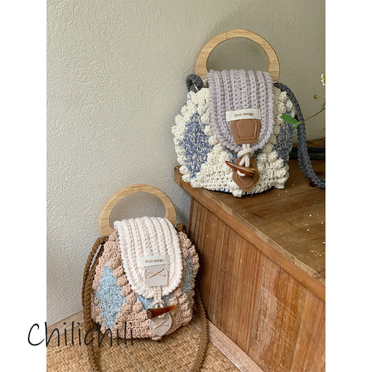 Handmade Crochet Nut Crossbody Bag