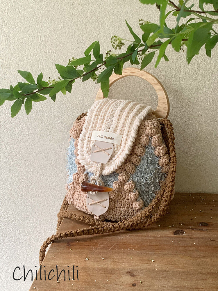 Handmade Crochet Nut Crossbody Bag