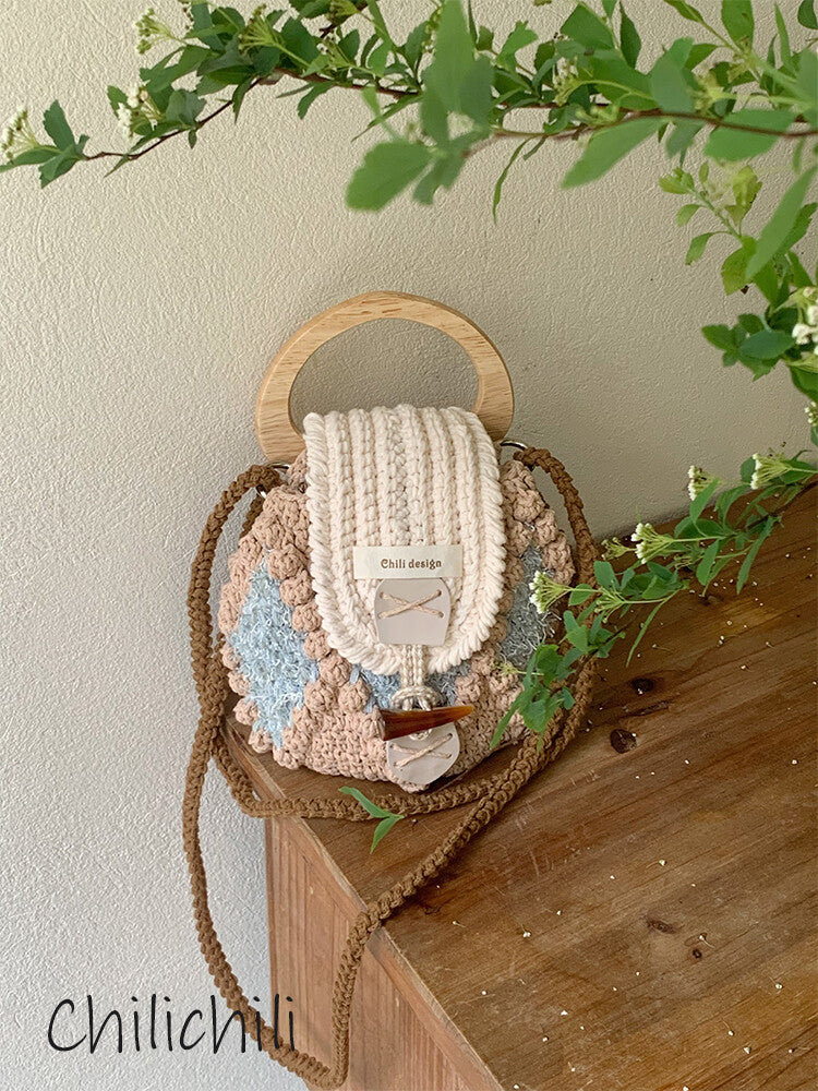 Handmade Crochet Nut Crossbody Bag