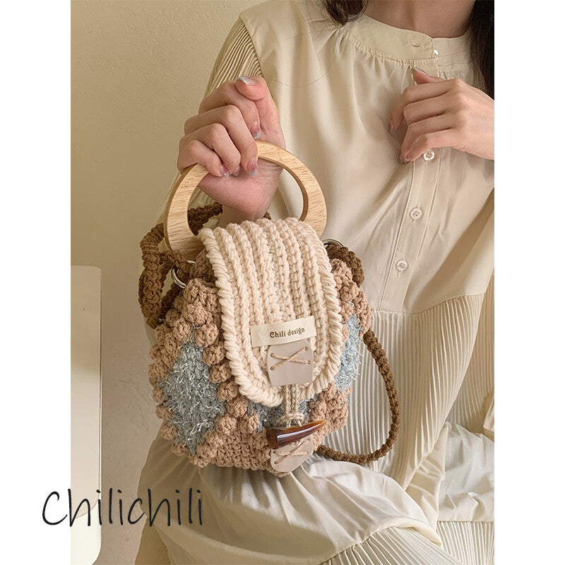 Handmade Crochet Nut Crossbody Bag