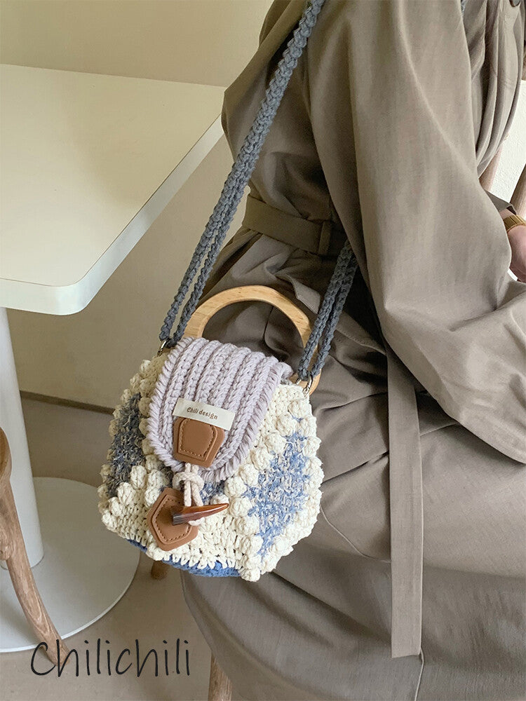 Handmade Crochet Nut Crossbody Bag